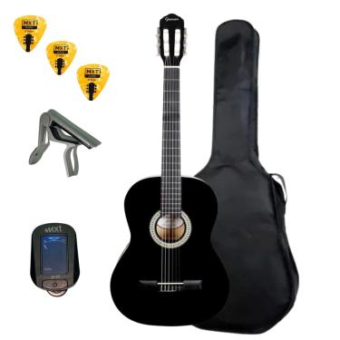 Imagem de KIT VIOLÃO INICIANTE GIANNINI CLÁSSICO START ESTUDO N-14 C/BAG PALHETA + Capotraste Afinador