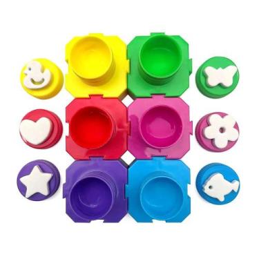 Imagem de Tinta Guache LeoLeo 6 Cores 20ml Cada  Potes Encaixáveis com Carimbos 