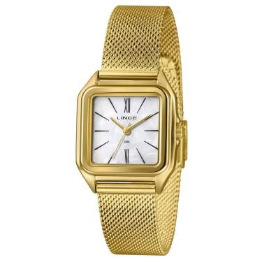 Imagem de Relógio Lince Feminino Ref: Lqgm057l30 B3kx Retangular Mesh Dourado