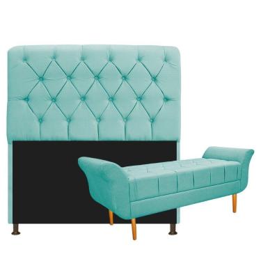 Imagem de Kit Cabeceira Lady Recamier Ari 140cm Casal Azul