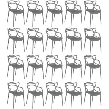 Imagem de Kit 20 Cadeiras De Jantar Allegra Design Empilhável - Cinza Escuro