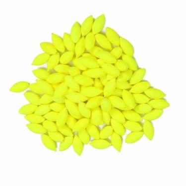 Imagem de Chiffonade Pacote com 100 boias de pesca de espuma, boias flutuantes ovais de 10 x 5 mm para acessórios de isca (amarelo)