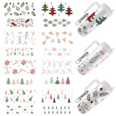 Imagem de Elewins Envoltório UV DTF - 16 folhas de adesivos de transferência fria de Natal para chaveiros de motel, envoltórios Uvdtf DIY para chaveiro de hotel em branco, esfregar à prova d'água em