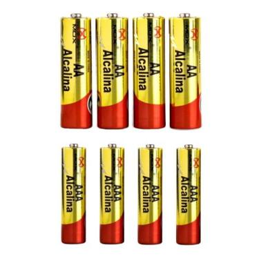 Imagem de Pilha MOX Premium Alcalina KIT com 4 Pilhas AA Comum e 4 Pilhas AAA Pa