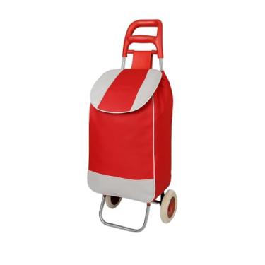Imagem de Carrinho De Compras Feira Dobravel com rodas mercado Reforçado Sacola Bolsa (VERMELHO)