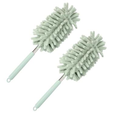 Imagem de Tuxihapp 2 peças espanador interior de carro com haste de extensão, escova de detalhes de chenille macio sem arranhões, limpador de painel/janela de alça longa lavável, suprimentos de limpeza