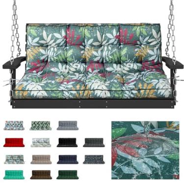 Imagem de Almofadas de substituição de balanço com encosto, 2 ou 3 lugares à prova d'água, antiderrapante, almofada de banco para ambientes internos/externos para móveis de jardim e cadeira de varanda (cor da
