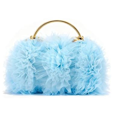 Imagem de 2025 Elegante bolsa de mão floral de renda para mulheres formal bolsa de noite linda bolsa de mão de casamento flor, Azul