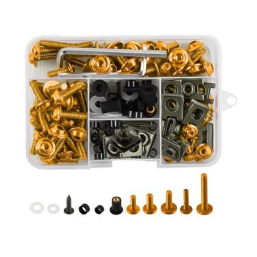 Imagem de Sandfren Kit de parafusos de carenagem de motocicleta 177 peças, conjunto de clipes de parafusos de carenagem de aço inoxidável M5 M6, conjunto de parafusos de para-brisa de motocicleta, universal