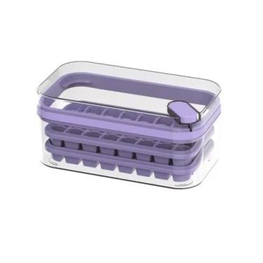 Imagem de Forma De Gelo Reforçado Espátula Sem Luta Para Retirar Cubos De Gelo Frutas Drinks Resistente Gelo perfeito sem esforço formas de gelo em silicone com tampa(LILÁS)