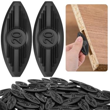 Imagem de Nkiy Quen 120 peças de biscoitos de plástico para junção, placa de autofixação, acessório de marceneiro preto para acabamento de móveis de porta de deck de madeira