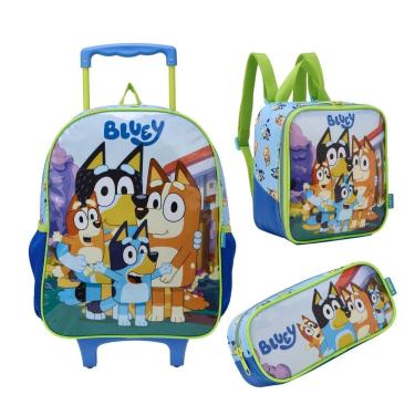 Imagem de Kit Mochila Escolar Com Rodinha + Lancheira + Estojo Bluey Original-Unissex