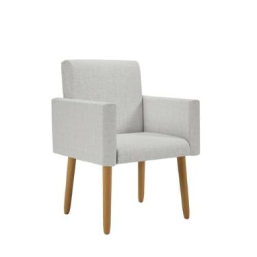 Imagem de Poltrona Decorativa - Cadeira Escritório Linho Cor:linho Cinza Claro