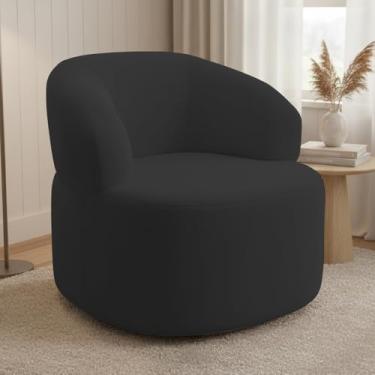 Imagem de Poltrona Giratória Orgânica Para Sala de Estar Living Helena L02 Suede Preto - Lyam Decor