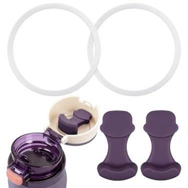 Imagem de 2 peças de rolha de substituição compatíveis com Simple Modern e 2 peças de anel de vedação transparente para garrafa de água Mesa Loop - peças de reposição de silicone compatíveis com garrafa de água