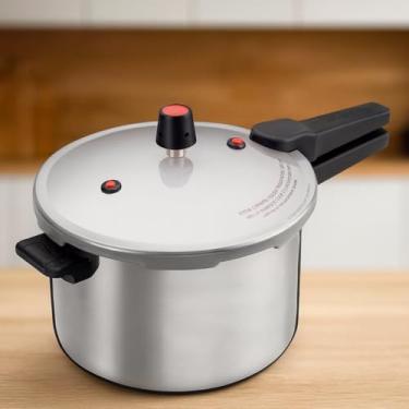 Imagem de Panela de Pressão com Fechamento Externo, 10 Litros, Alumínio, Cinza, Polido, 30cm x 22cm, Sistema de Segurança Anti-Vazamento