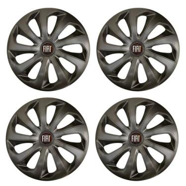 Imagem de Jogo de calota esportiva aro 15 velox graphite + emblema resinado fiat