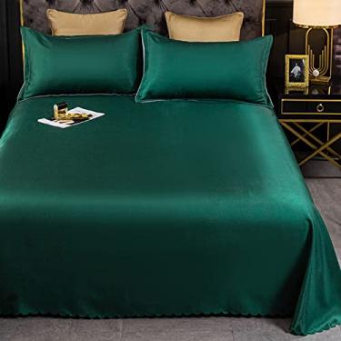 Imagem de Conjunto de lençóis e fronhas queen size, roupa de cama, resistente ao desbotamento e lavável na máquina, verde-escuro - completo