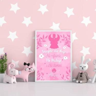 Imagem de Quadro Decorativo Infantil Sempre Me Rege Rosa Vidro 24X18Cm - Quadros