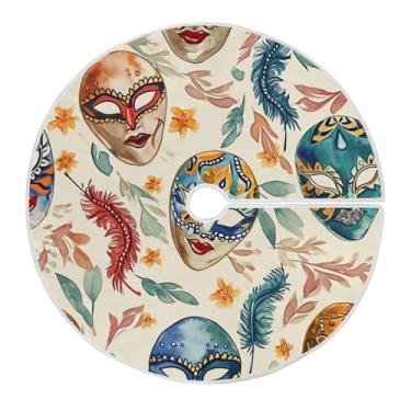 Imagem de Blueangle Saia de poliéster macio com estampa de máscaras de carnaval de 90 cm para decoração de carnaval (3)