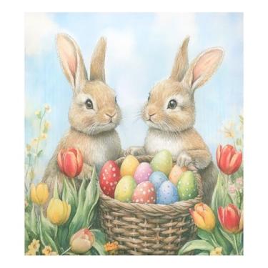 Imagem de Blueangle Aquarela Ovos de Páscoa Coelhinho Capa Ímã de Lava-Louças Capa Frontal de Lava-Louça, Decalques de Armário Doméstico Adesivos Eletrodomésticos, 58 cm C x 66 cm Adesivo Magnético Decorativo