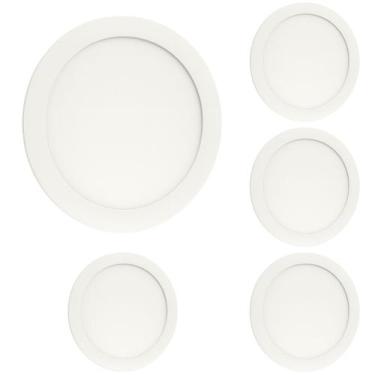 Imagem de Kit 5 Painel LED 18W Embutir Redondo 3000K Bivolt - Economia, durabili