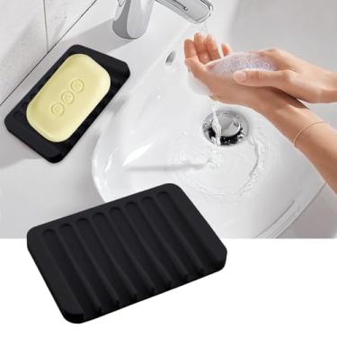 Imagem de Saboneteira pente de silicone para banheiro - 1 peça côncava e convexa autodrenante, serve para acessório de banheiro, suporte de sabão e bandeja de sabão seco