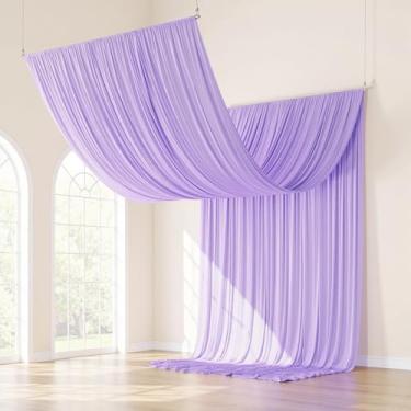 Imagem de gogoparti Cortinas de teto roxas pastéis de 50 x 6 m para casamentos e festas – 4 painéis de cortinas de 1,5 x 5 m, tecido sem rugas para decoração de tendas, aniversário e cenário de fotos