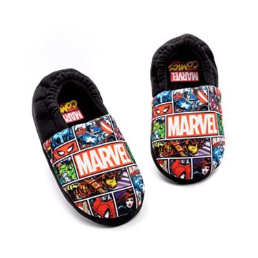 Imagem de Marvel Vingadores Chinelos Meninos Crianças Quadrinhos Sapatos Mocassins, Preto, 17