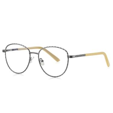 Imagem de Óculos de sol femininos ovais de metal, armação grande, espelho com moldura literária (3)