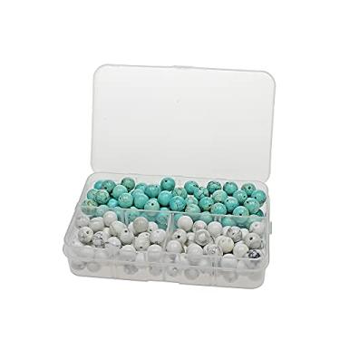 Imagem de 200 peças de contas de pedra de 8 mm kit redondo de pedras preciosas howlita turquesa para pulseira colar brincos fabricação de joias