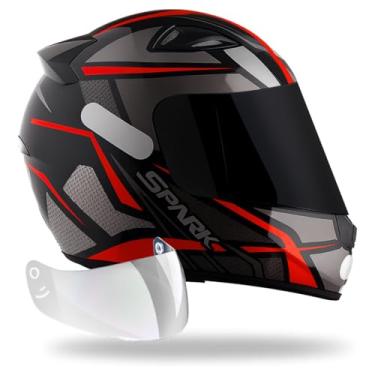 Imagem de Capacete Ebf Spider Vermelho C/Narigueira + Viseira Fumê (60)