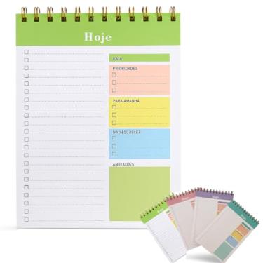 Imagem de Planner Diário/Semanal com 50 Folhas - Capa de Acetato e aramado - Anotações, Para Amanhã, Não esquecer e Prioridades.(CORES SORTIDAS)