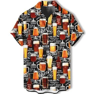 Imagem de DADDYLOCO Camisa masculina havaiana de botão, estampa engraçada de burro, roupa de praia casual de manga curta, Cerveja-20, XXG