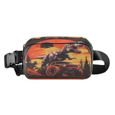 Imagem de CEBUGI Pochetes de caminhada para homens, mulheres, dinossauros e caminhões, modernas, resistentes à água, com cinto ajustável para treino, viagem, corrida