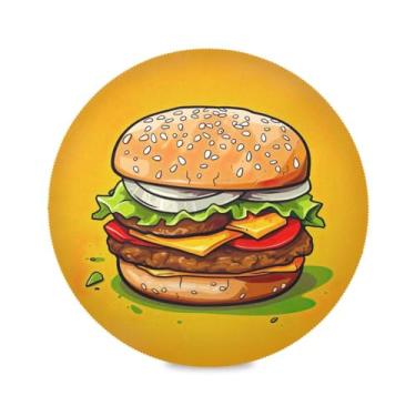 Imagem de Wassud Jogo americano gourmet hambúrguer tapetes de mesa redondos para cozinha e jantar tapetes laváveis resistentes ao calor decoração de mesa 39 cm