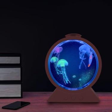 Imagem de Diyeeni Lâmpada LED de água-viva, Luz LED de água-viva Elétrica Com Mudança de 7 Cores, Motor Sem Escova Com 2 Velocidades de Fluxo de água, Luz Noturna de Aquário para Decoração de Casa (Rosa)