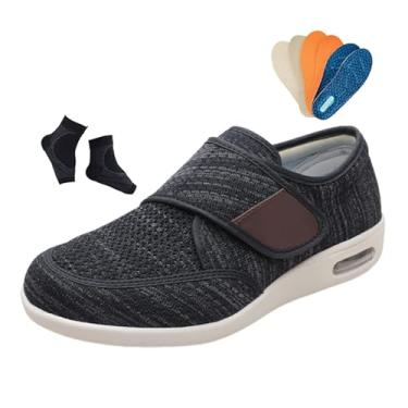 Imagem de Calçado Masculino Diabéticos Edema Calçado De Caminhada Para Homem Diabético Respirável Ajustável E Respirável Para Conduzir Casual E Confortável Antiderrapantes, Alargadores Engorda(Black Dark,44 EU)