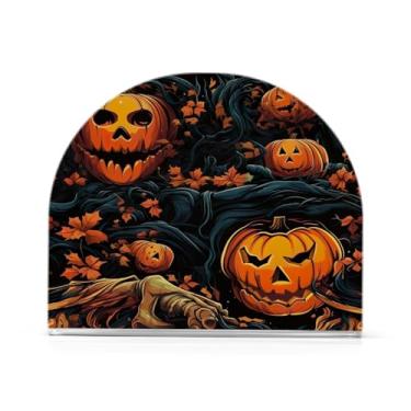 Imagem de Wassud Porta-guardanapos de acrílico para fantasia de abóbora de Halloween, dispensador de guardanapos de papel moderno em forma de U para mesa, cozinha, sala de jantar, bancada 1 peça (comporta 50-60