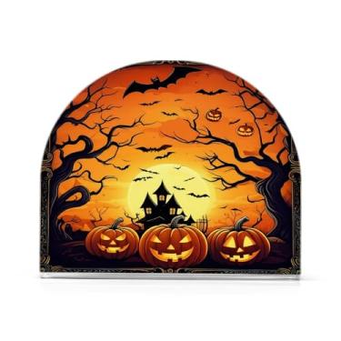 Imagem de Wassud Porta-guardanapos de acrílico assustador para noite de Halloween, dispensador de guardanapos de papel moderno em forma de U para mesa, cozinha, sala de jantar, bancada 1 peça (comporta 50-60