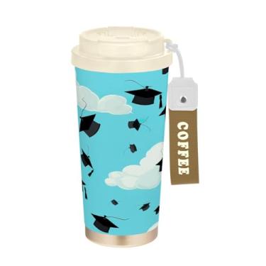 Imagem de Wassud Tampas flutuantes de graduação isoladas caneca de café de viagem copo à prova de vazamento com tampa e canudo garrafa de água de aço inoxidável para café quente/gelo, chá e cerveja