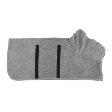 Imagem de Toalhas de microfibra para cães para secagem de cães toalha grande médio pequeno roupão absorvente casaco gato animal de estimação absorvente macio e confortável fofo quente (cinza, GG)