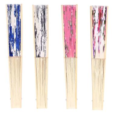 Imagem de Cryfokt Ventilador de Mão Dobrável, Ferramenta de Resfriamento Requintada para o Verão, 4 Peças de Ventiladores Chineses para Decoração de Festa de Casamento, Bambu