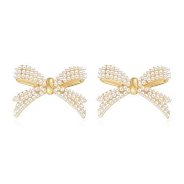 Imagem de YOQUCOL Brincos de orelha sem piercing em forma de flor de pérola simulada para mulheres, Pérola, Pérola sintética