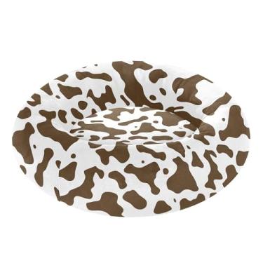 Imagem de SEHANY Cama de cachorro com estampa de vaca marrom, removível e lavável, pequena, redonda, cama de gato fofa, super macia, confortável para animais de estimação com fundo antiderrapante para cães