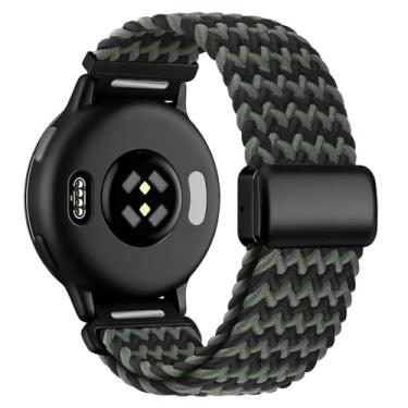 Imagem de Pulseira magnética de nylon trançado de liberação rápida de 20 mm compatível com Garmin Vivoactive 6/5/3, Venu/Venu Sq/Sq 2, Forerunner 55/165/245/645, alça elástica para estilos de vida ativos