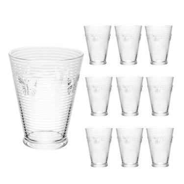 Imagem de Jogo 10 Copos De água Lines Butterfly Em Vidro Transparente Wolff 350ml