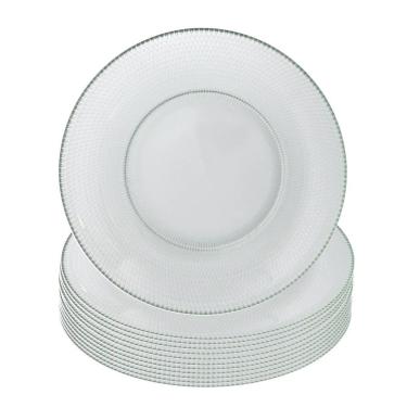 Imagem de Jogo 12 Prato Raso De Vidro Gema Plus Transparente 25cm Class Home