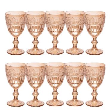 Imagem de Jogo 10 Taça De Cristal Ecológico Para água E Suco Mauve 320ml âmbar Wolff