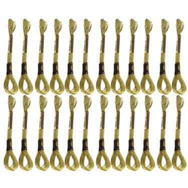 Imagem de CUOFYUNL 24 unidades de linha de ponto cruz bordado dourado brilhante fio trançado brilhante novelos de algodão feitos à mão